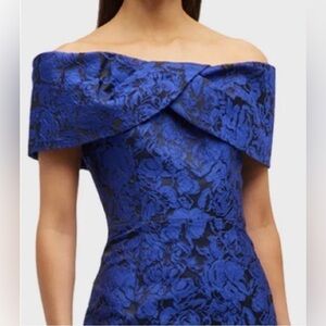 Rickie Freeman for Teri Jon brocade jacquard off shoulder cocktail dress size 10